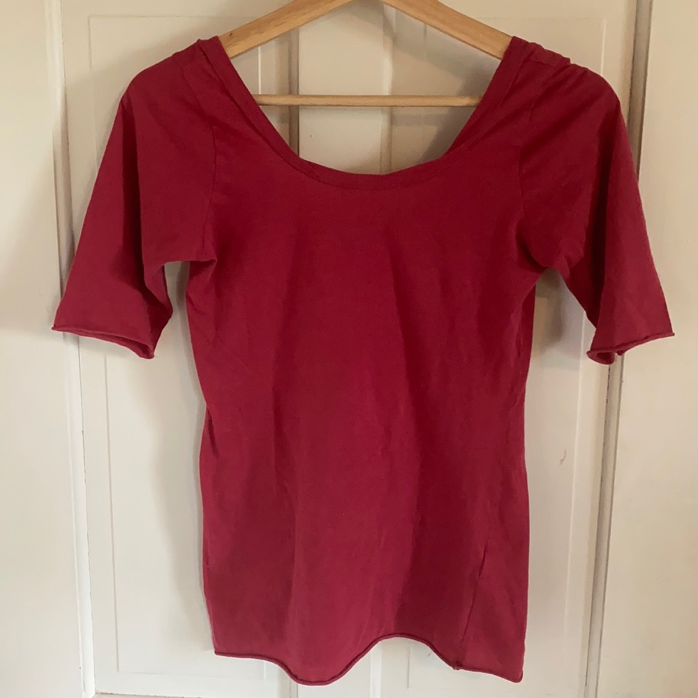 Anthropologie Red Scoop Neck Tee